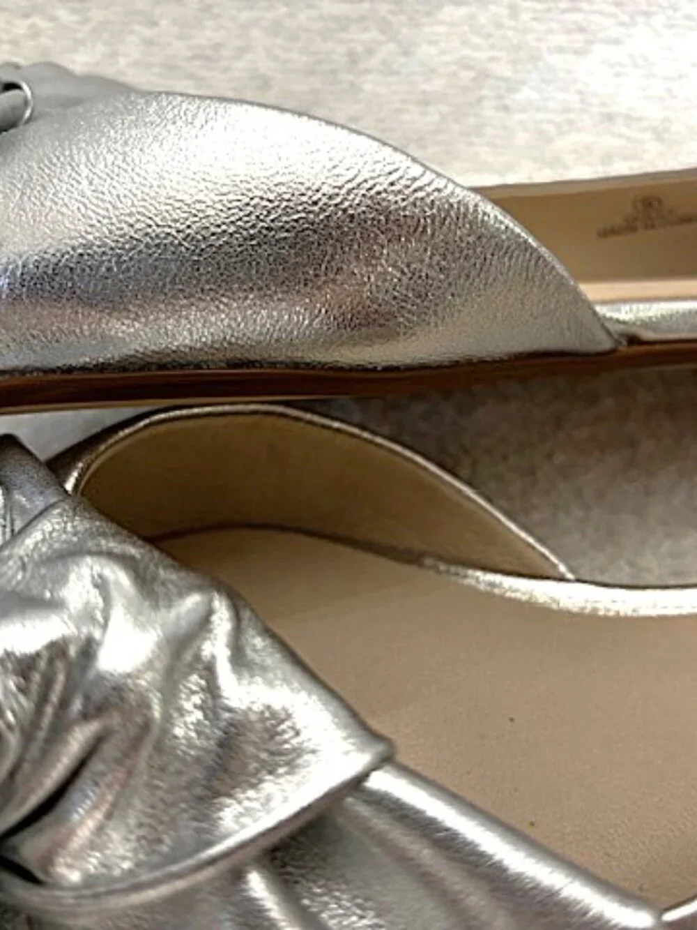 Yosi Samra matte silver metallic leather Violet Half d'Orsay Slingback Flats